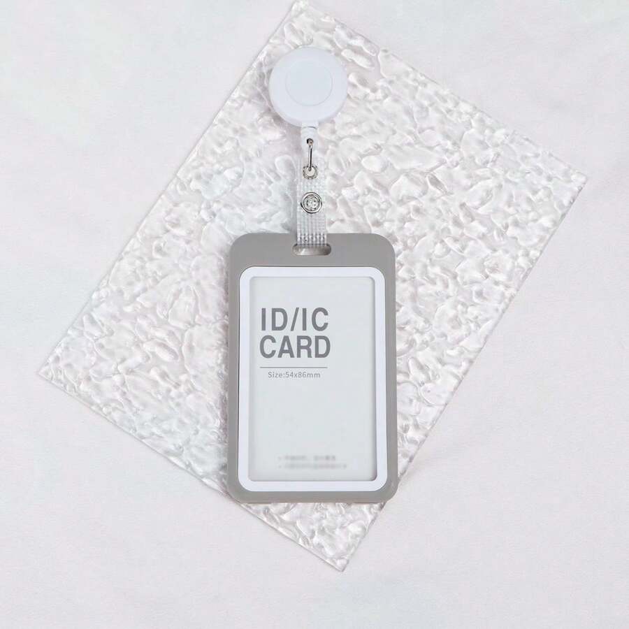 Mesh Pu Leather Retractable Badge Holder With Matte Finish Hook For