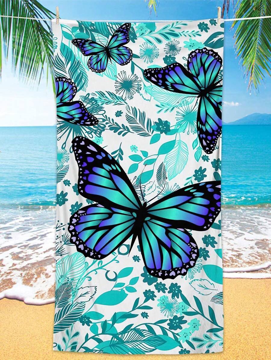 1 Miếng Hình Bướm In Mềm mại Khăn đi biển , Thích hợp Đối với Bơi lội , Cắm trại Và Kỳ nghỉ , Tuyệt vời Đối với Yoga , Lặn Và Đi du lịch - Nhiều màu - Xem 1