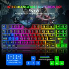 ATTACK SHARK * ZIYOULANG Gaming Keyboard And Mouse Combo,88 Keys Compact Rainbow Backlit Mechanical Feel Keyboard,RGB Backlit 6400 DPI Lightweight Gaming Mouse With Honeycomb Shell For Windows PC Gamers - Black - View 5