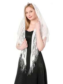 Boho風格1入組女式斗篷披肩三角圍巾，流蘇設計，適用於新娘舞會婚禮晚禮服沙灘旅行 - 彩色 - 查看 3