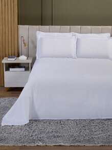 Cobre Leito Colcha Piquet Barcelona King 3 Peças Tecido Algodão Várias Cores - Branco - Visão 2