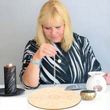 Beige Star Chart Pendulum Board, Wooden Divination Board, Metaphysical Message Board, Carved Wooden Round Plate,Adult Party Games Suitable For Halloween/Christmas/Thanksgiving - Khaki - View 4