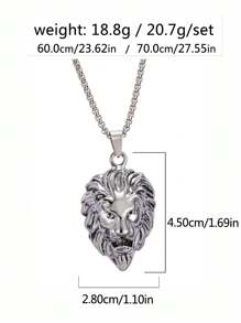 1 Stück modischer vintage Kette mit Anhänger in Form eines Löwenkopfes als heiliger Wächter, unisex Edelstahl Punk Stil lange Pullover Kette, beliebtes Accessoire Geschenk für Männer & Frauen
