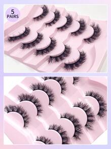 5 Pairs Fluffy Faux Mink Eyelashes, Delicate Thick Curly False Eyelashes, Strip Eyelashes - Criss Cross lashes - View 4