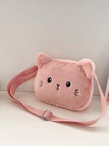 Children's Lovely Plush Ins Style Cat Shaped Shoulder Crossbody Bag With Personalized And Versatility - Pink - View 4