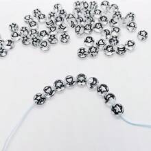 1 包 100/500 颗夜光亚克力透明圆珠，多种图案，适合 DIY 手链、项链、珠宝制作