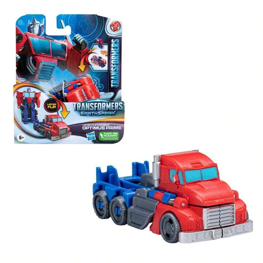 Transformers EarthSpark - Figurine Optimus Prime 1-Step Flip Changer 10 Cm - Conversion 1 Étape Ultra Rapide Dès 6 Ans