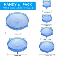 6pcs/Set Silicone Stretch Lids, Multi-Functional Reusable Airtight Food Covers For Bowls, Fruits & Vegetables - Blue - View 3