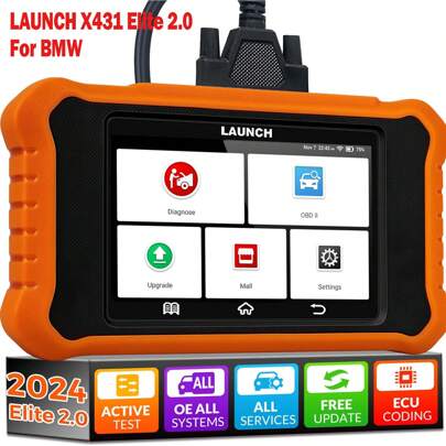 LAUNCH X431 适用于宝马汽车双向 OBD2 扫描仪全系统诊断工具汽车 OBD OBD2 扫描仪主动测试 ECU 编码多语言免费在线更新