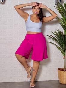 bermuda feminina cintura alta shorts viscolinho