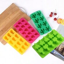 1入組矽膠鳳梨,仙人掌,椰子樹,火烈鳥形狀冰塊模具 - 彩色 - 查看 1