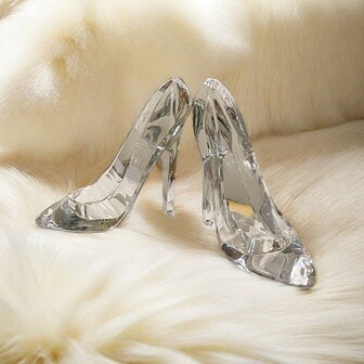 1 件亚克力玻璃拖鞋生日礼物家居装饰工艺品高跟鞋婚礼小雕像微型装饰派对用品装饰，圣诞节
