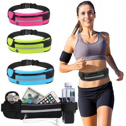 1 pieza Bolsa de cintura para deportes al aire libre, Riñonera unisex para correr, Bolsa de accesorios para ciclismo y fitness, Cinturón elástico deportivo, Bolsa para teléfono deportivo, Portallaves deportivo, Organizador portátil para deportes