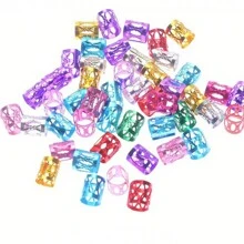 100pcs Hollow Out Hair Rings Dreadlocks Braiding Beads Buckle Candy Color Metal Cuffs Hair Accessories For Women Girls,Dreadlocks Beads Hair Braid Rings Clips - Multicolor - View 8