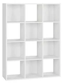 FURCHEN Bookcase White Bookcase With 12 Open Compartments Standing Shelf For Living Room Bedroom And Office 91x29x120.8 Cm - White - View 7