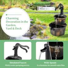 Garden Fountain Wood, Fountain Ornamental Fountain With Water Pump, Barrel Fountain Waterfall, Wooden Fountain Wooden Bucket Deco, Water Feature For Garden, Lawn, Terrace & Backyard - 銅色 - 查看 4