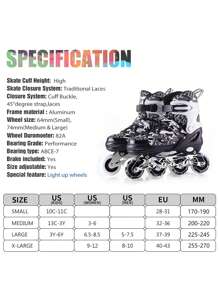 Black And White Camo Adjustable Inline Skates For Youth With Full Light Up Wheels For Girls And Boys Beginner