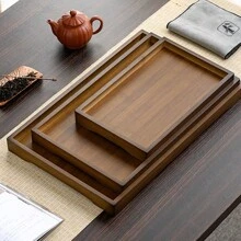 1 套 12.2/16.1/18.1 英寸木制托盘，家用矩形木制托盘，茶、杯子、小吃、甜点、商用餐盘 - 棕色 - 查看 5