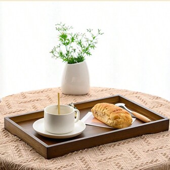 1 Set Of 12.2/16.1/18.1 Inch Wooden Trays, Rectangular Wooden Serving Trays For Household Use, Tea, Cups, Snacks, Desserts, Commercial Dining Plates