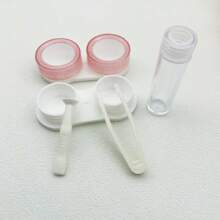 1 Pieza Juego Portátil De Estuches Para Lentes De Contacto Que Incluye 4 Pares De Cajas, Botella De Doble Cabezal, Pinzas Y Varilla De Inserción - Rosa - Ver 4
