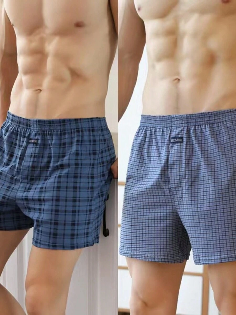 2 Piezas/set Boxer Briefs Para Hombres, Calzoncillos Con Estampado De Aloha, Con Cintura Ancha Y Suelta Para El Verano