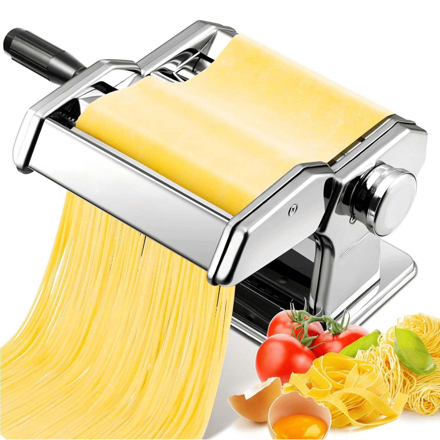 1 Pasta Machine, 180 Aluminum Alloy Pasta Roller With 9 Adjustable Thickness Settings And 2