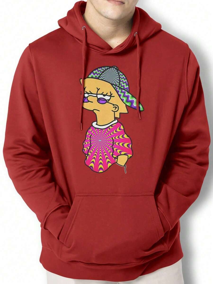 Men Hoodies - 紅色 - 查看 1