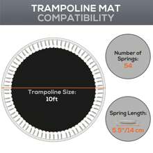 SPORTNOW Replacement Trampoline Mat With Eight Rows Of Stitching, Spring Pull Tool, 54 V-Hooks, For 10ft Trampoline, Using 14cm Springs, Trampoline Jumping Mat - Black - View 1