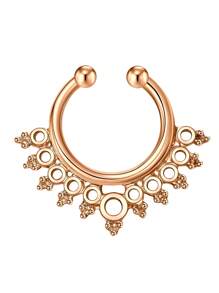 1個女士假鼻環，非穿刺假鼻夾馬蹄鐲鼻環，銀黑金色鱗片鼻環，鼻環飾品 - 彩色 - 查看 27