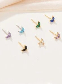 1 Pair Of S925 Pure Silver Hypoallergenic Fashion Simple Multi-Colored Zirconia Horse-Eye Earrings, Small And Cute For Women To Wear Daily Or To Give Daughter's Niece Holiday Gifts
