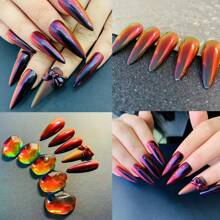 New Arrival Diamond Holographic Chameleon Effect Color Changing Powder, Purple/Red/Black Nail Art Pigment 0.5g