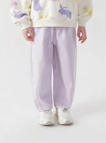 MARC&JANIE 春季時尚優雅的寬鬆牛仔褲，適合年輕女孩 - 淡紫色 - 查看 1