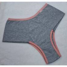 Kit 4 Calcinhas de Algodão Cós Alto Conforto Calcinha Algodao Pala Dupla Calçola Lingerie Cintura Alta Feminina - Multicolorido - Visão 5