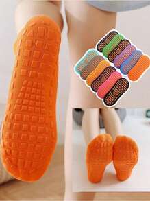 5pairs Kids' Random Color Non-Slip Dotted Trampoline Socks - Multicolor - View 3