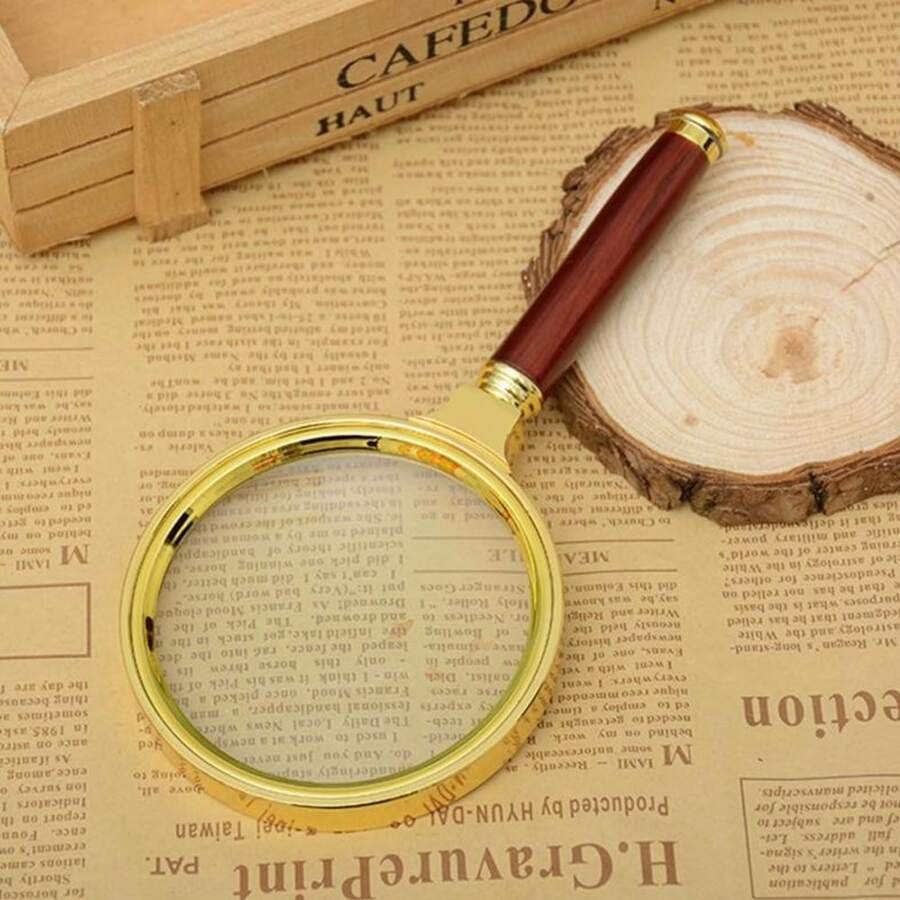 Lupa De Luxo Com Lente De Aumento Zoom 10x 60mm Para Leitura Magnifier - MF60 - Dourado - Visão 1