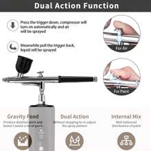 Dual-Action -Airbrush Kit, Rechargeable Auto Cordless Handheld Airbrush Gun With Air Compressor For Painting, Nails, Model, Cake, DIY Clothing, Makeup - Black - View 3