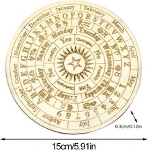 Beige Star Chart Pendulum Board, Wooden Divination Board, Metaphysical Message Board, Carved Wooden Round Plate,Adult Party Games Suitable For Halloween/Christmas/Thanksgiving - Khaki - View 5