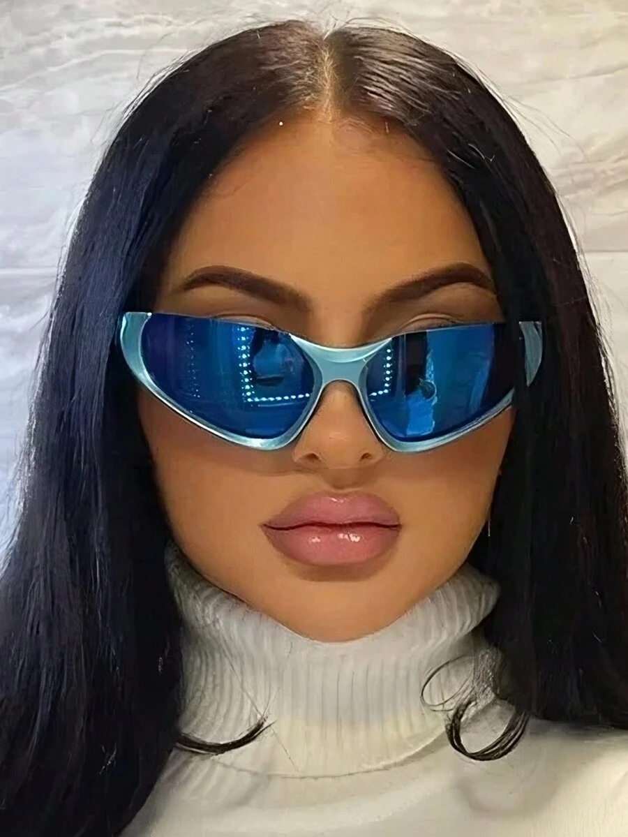 女士太陽眼鏡街頭夏季防曬戶外完美送給朋友作為禮物 - 藍色 - 查看 1