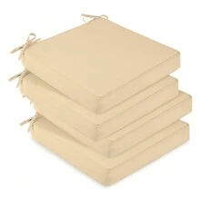 Downluxe Outdoor Chair Cushions For Patio Furniture, Waterproof Square Corner Memory Foam Patio Chair Cushion With Adjustable Ties And Portable Handle, 19" X 19" X 3" - 米色 - 查看 2