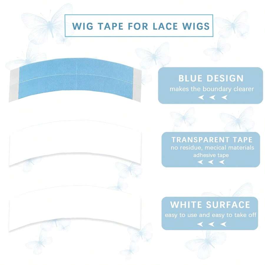36 Pcs Blue Wig Tapes For Lace Wigs, Double Sided Waterproof Invisible