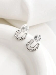 1pair Simple & Small Twisted Circle Design Copper Ear Clip Earrings, Plating, No Need To Pierce Ears, Suitable For Daily Wear For Women