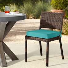 Downluxe Outdoor Chair Cushions For Patio Furniture, Waterproof Square Corner Memory Foam Patio Chair Cushion With Adjustable Ties And Portable Handle, 19" X 19" X 3" - 青色 - 查看 8