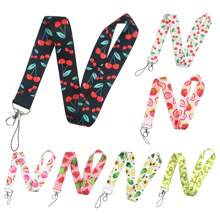 1 件夏季水果印花长挂绳，樱桃鳄梨图案，适合医生、护士、学生、教师身份证和徽章夹，可用作礼物或日常配饰休闲背包学校水果车配件可爱哥特 Y2k - 彩色 - 查看 1
