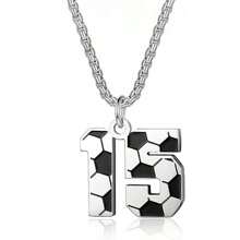 1 Pieza Collar De Número De Fútbol De Acero Inoxidable 304l Para Hombres Y Mujeres, Collar De Atletas De Fútbol Para Hombres, Joyería Y Accesorios De Fútbol - Blanco y Negro - Ver 10