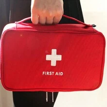 1pc Portable Travel First Aid Kit Medical Bag, Waterproof Embroidered Cross Emergency Pouch, Compact Medical Supply Storage Bag