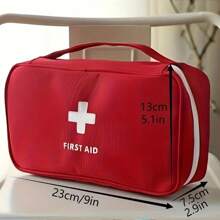1pc Portable Travel First Aid Kit Medical Bag, Waterproof Embroidered Cross Emergency Pouch, Compact Medical Supply Storage Bag