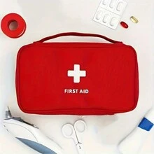 1pc Portable Travel First Aid Kit Medical Bag, Waterproof Embroidered Cross Emergency Pouch, Compact Medical Supply Storage Bag