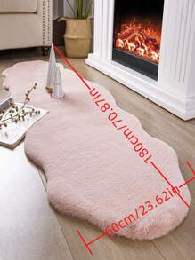 Faux Rabbit Fur Rug, White 2x6 Ft Soft Fluffy Faux Fur Runner Rug, Shaggy Area Rug For Bedroom, Living Room, Machine Washable Nursery Rug - Pink - View 3