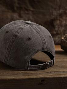 1 Gorra de béisbol marrón lavada con espinas para hombres, estilo callejero - Café integral - Ver 3