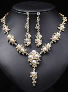 3 cái/bộ Của phụ nữ Châu Âu và Châu Mỹ Hợp thời Bộ trang sức , Với Hình hoa Ngọc trai Hoa tai Và Dây chuyền , Lý tưởng Cho đám cưới , Yến tiệc , Buổi tiệc Và Lễ hội Món quà - Bạc - Xem 13